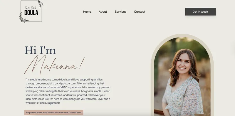 Queen Creek Doula Website Screenshot